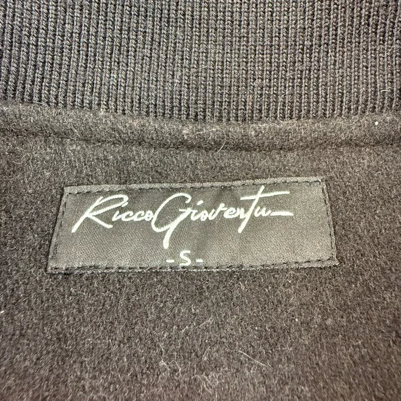 Ricco Gioventu Black No Joke Leather Wool Varsity Jacket